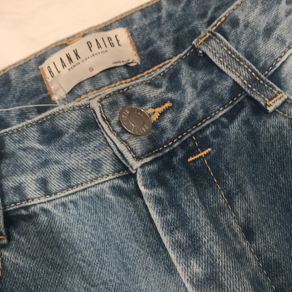 Blank Paige Denim Collection Wide Leg Mid Rise Med Wash Frayed Hem Slit Side S - Picture 4 of 16